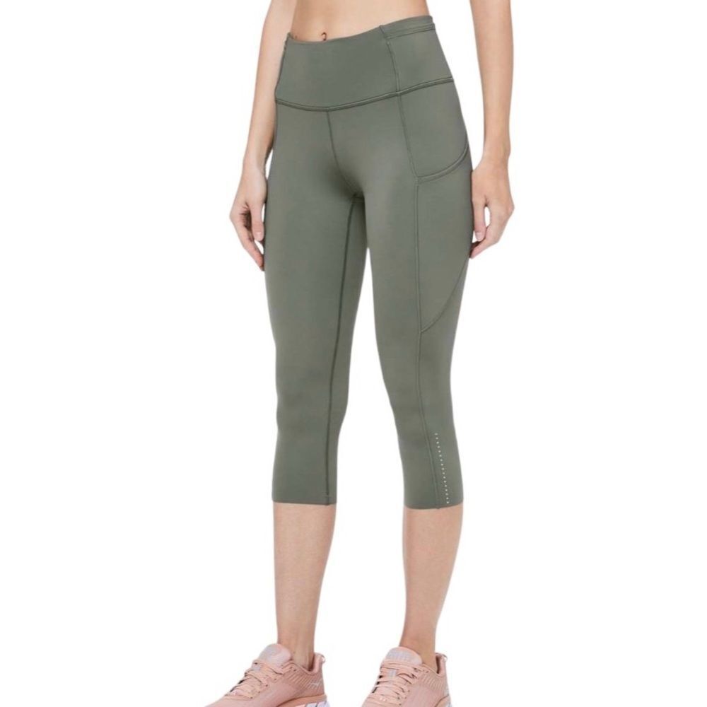 Lululemon Fast Free Crop II Nulux 19" Inseam Grey Sage CROP LEGGINGS Size 6